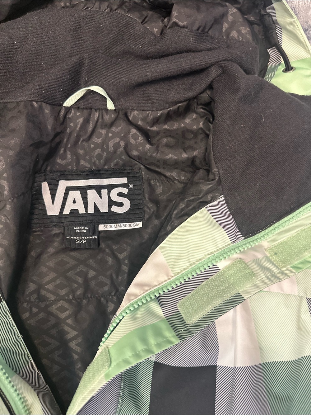 Vans Green Plaid Rain Jacket Snowboarding Set